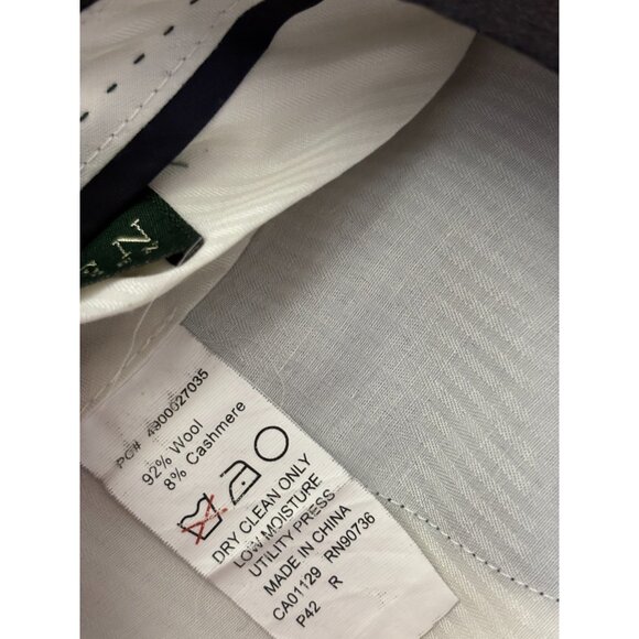 Lauren Ralph Lauren Mens Dress Pants Sz 42x33 Gray Wool & Cashmere Pleated - Picture 4 of 7
